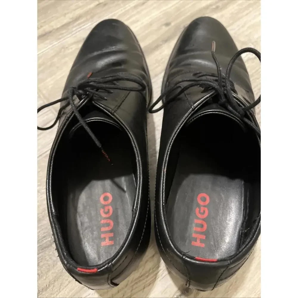 HUGO BY HUGO BOSS MENS BLACK DRESS OXFORD SHOES SIZE EU45.5/US11.5 MADE IN LAOS